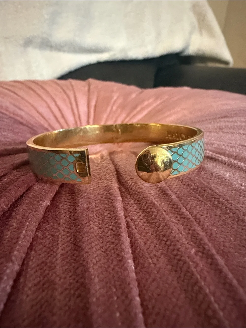 Gold-Tone Halycyon Days Turquoise Enamel Bangle Bracelet